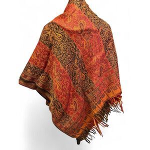 Y2K Pashmina Scarf Bohemian Hippie Festival Rave Fringe Shawl Coverup